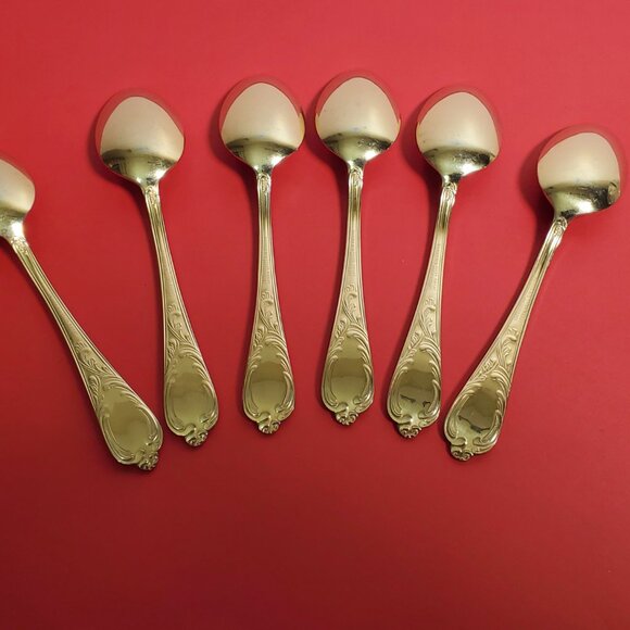 Solingen 6 Teaspoons & 9 Cake Forks 23/24K Gold Plated Stainless-Germany - Picture 5 of 10